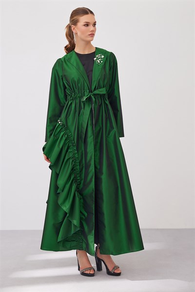 Bella Tafta Abaya - Emerald Green
